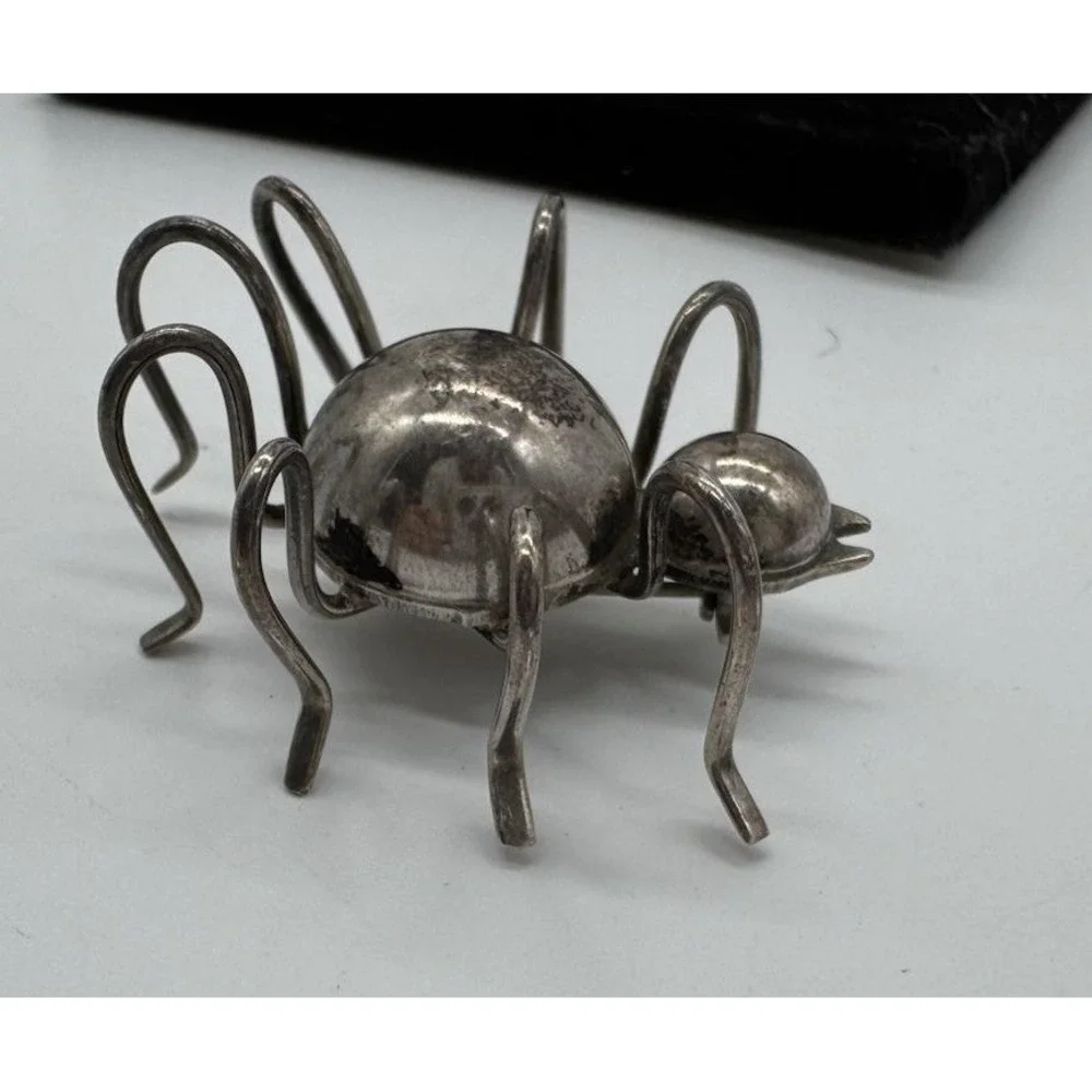 Vintage Sterling Silver Spider Brooch 925‎ Taxco Style Insect Pin Gothic Jewelry - Picture 2 of 7